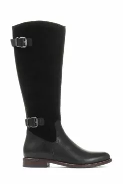 Jones Bootmaker Damen Kniehohe Lederstiefel, Schwarz