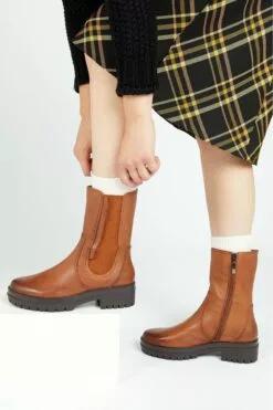 Jones Bootmaker Santina Hohe Chelsea-Lederstiefel, Braun