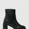 Schuh Belle Lederstiefel Mit Plateausohle, Schwarz