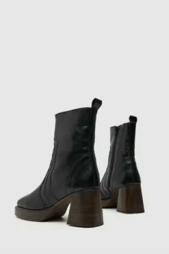 Schuh Cora Lederstiefel Mit Plateausohle, Schwarz -Winterschuhe Verkaufs-Shop D45580s4