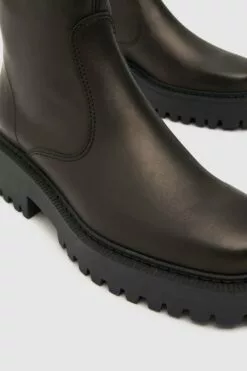 Schuh April Schlichte Lederstiefel, Schwarz -Winterschuhe Verkaufs-Shop D68466s4