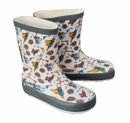 Koel Gummistiefel Super Heroes Wellies Barfuß Regenstiefel Creme/bunt -Winterschuhe Verkaufs-Shop Koel 732 1 1280x1280