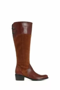 Jones Bootmaker Damen Kniehohe Lederstiefel, Hautfarben