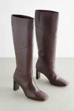 Next Forever Comfort® Kniehohe Lederstiefel Mit Eckiger Zehenpartie