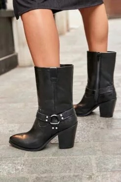 Next Schwarz - Forever Comfort Cowboy-Lederstiefel Mit Gurtdetail -Winterschuhe Verkaufs-Shop U50 794s4