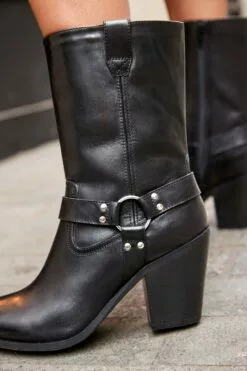 Next Schwarz - Forever Comfort Cowboy-Lederstiefel Mit Gurtdetail -Winterschuhe Verkaufs-Shop U50 794s5