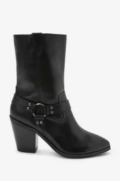 Next Schwarz - Forever Comfort Cowboy-Lederstiefel Mit Gurtdetail -Winterschuhe Verkaufs-Shop U50794s6