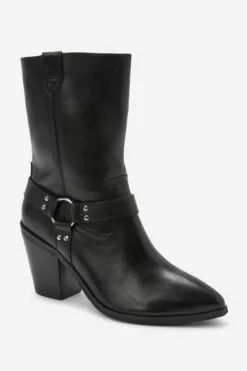 Next Schwarz - Forever Comfort Cowboy-Lederstiefel Mit Gurtdetail -Winterschuhe Verkaufs-Shop U50794s7