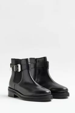River Island Lederstiefel Mit Applikation, Schwarz -Winterschuhe Verkaufs-Shop U61240s3